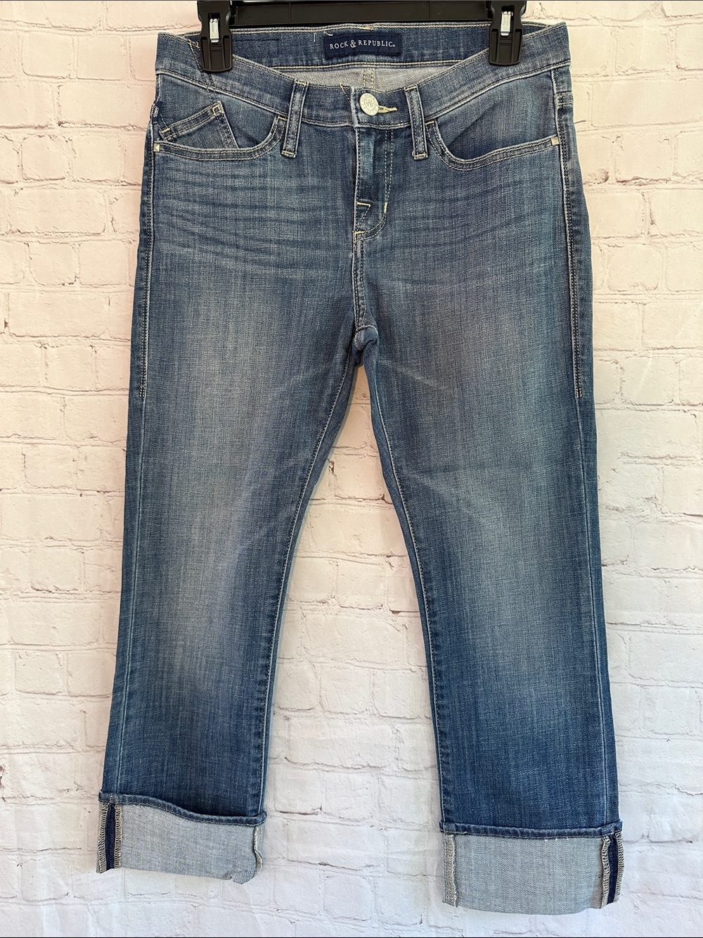 Rock & Republic Kendall New Medium Wash Cropped Ankle Jeans Size 6